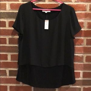 Loft Black Short Sleeve Blouse